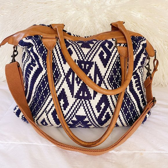 Mossimo Supply Co. Handbags - Mossimo Blue White Boho Print Duffel Bag
